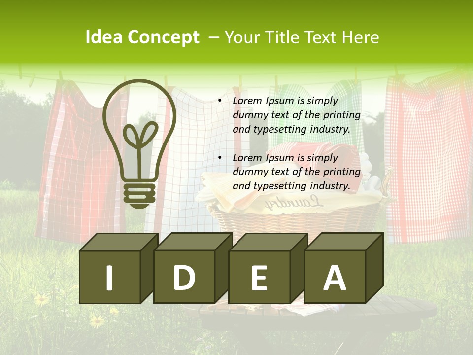 A Basket With Clothes Hanging On A Clothes Line PowerPoint Template