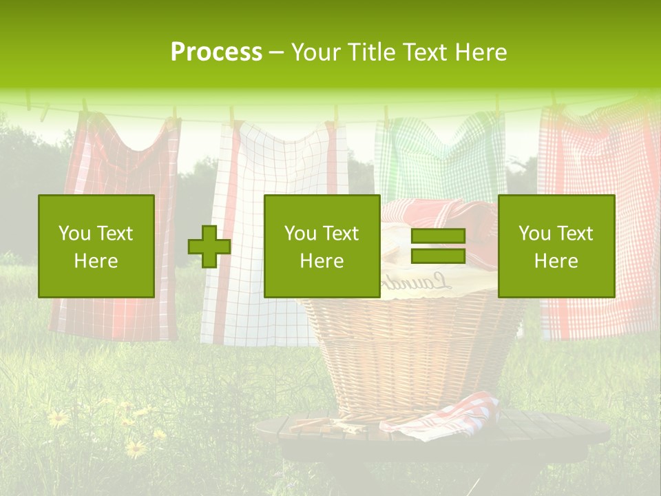 A Basket With Clothes Hanging On A Clothes Line PowerPoint Template