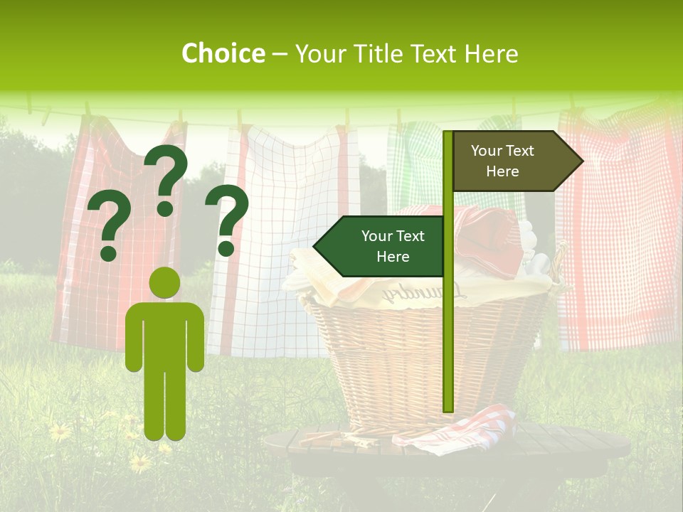 A Basket With Clothes Hanging On A Clothes Line PowerPoint Template
