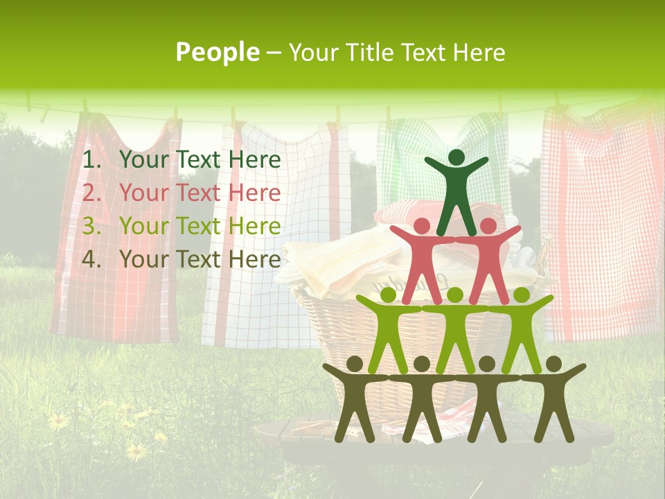 A Basket With Clothes Hanging On A Clothes Line PowerPoint Template