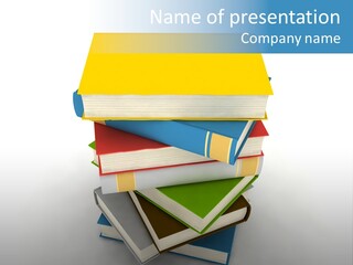 A Stack Of Books Powerpoint Presentation Template PowerPoint Template