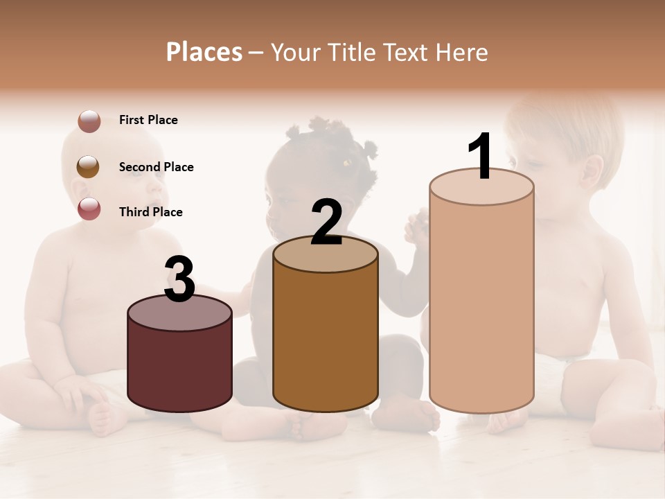 Three Babies Sitting On The Floor Playing With Each Other PowerPoint Template