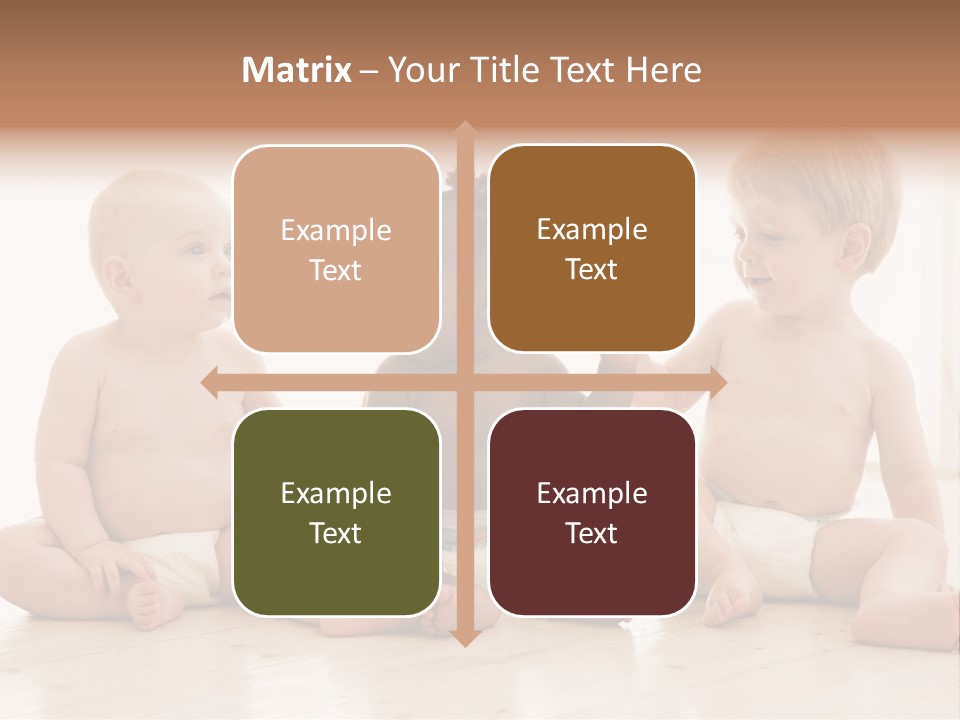 Three Babies Sitting On The Floor Playing With Each Other PowerPoint Template