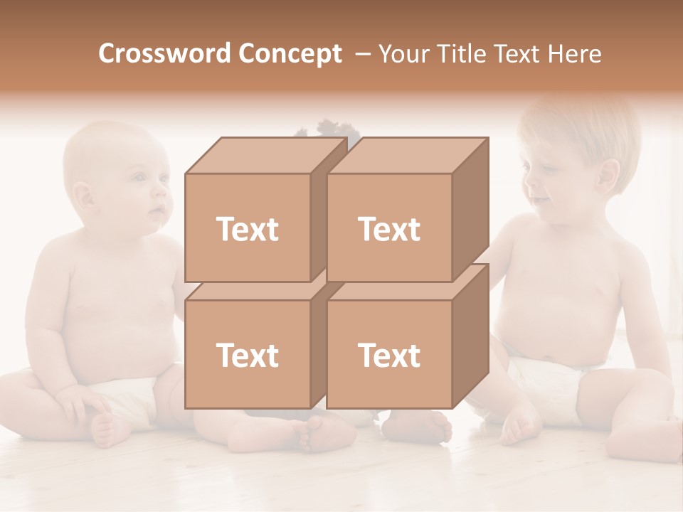 Three Babies Sitting On The Floor Playing With Each Other PowerPoint Template