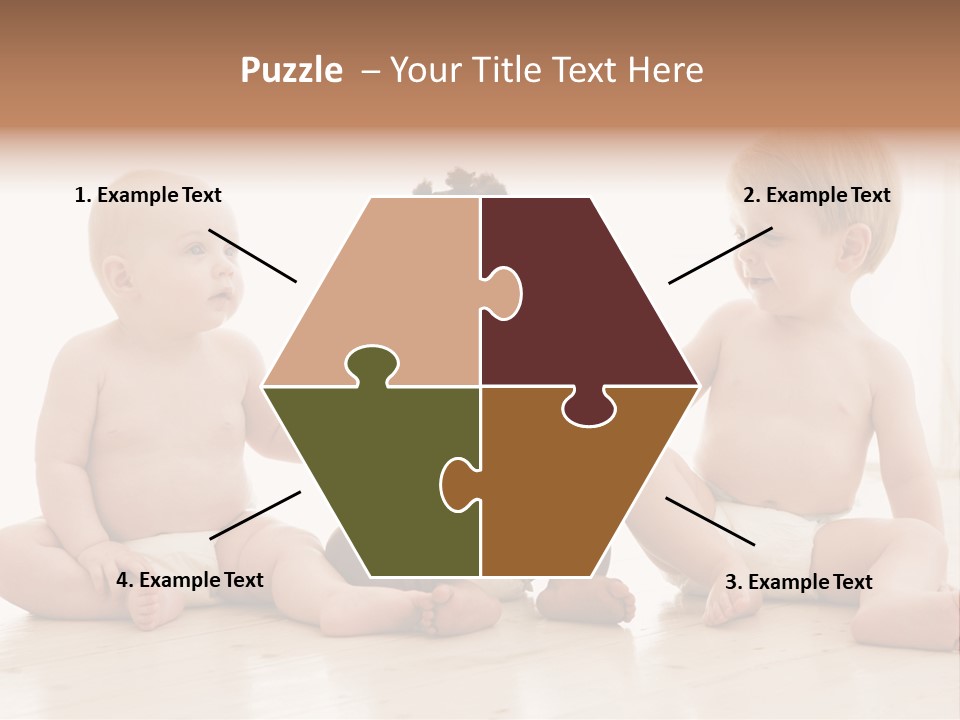 Three Babies Sitting On The Floor Playing With Each Other PowerPoint Template