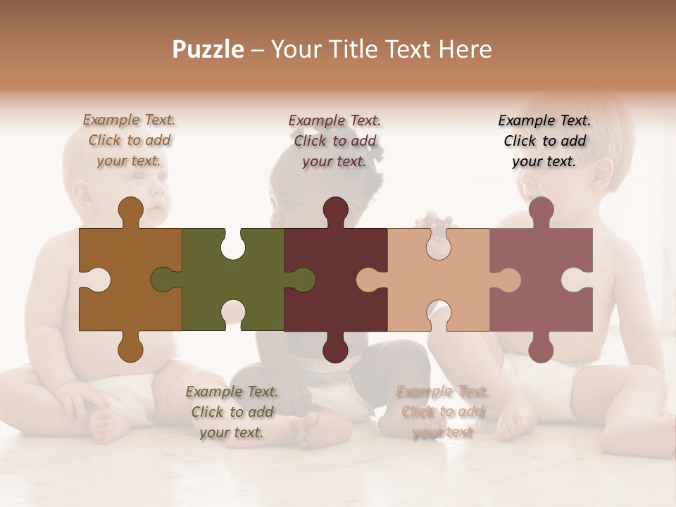 Three Babies Sitting On The Floor Playing With Each Other PowerPoint Template