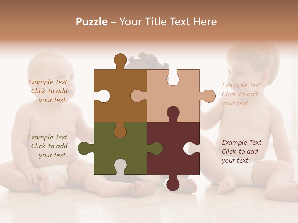 Three Babies Sitting On The Floor Playing With Each Other PowerPoint Template