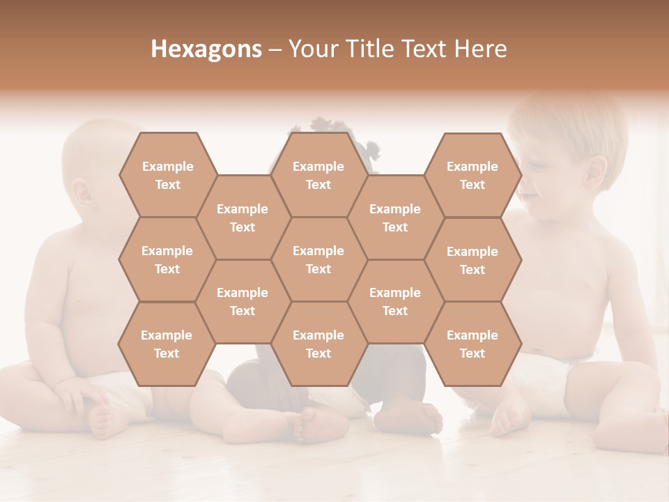 Three Babies Sitting On The Floor Playing With Each Other PowerPoint Template