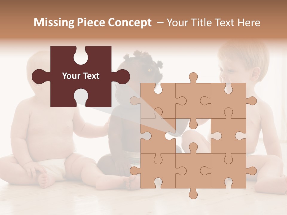 Three Babies Sitting On The Floor Playing With Each Other PowerPoint Template