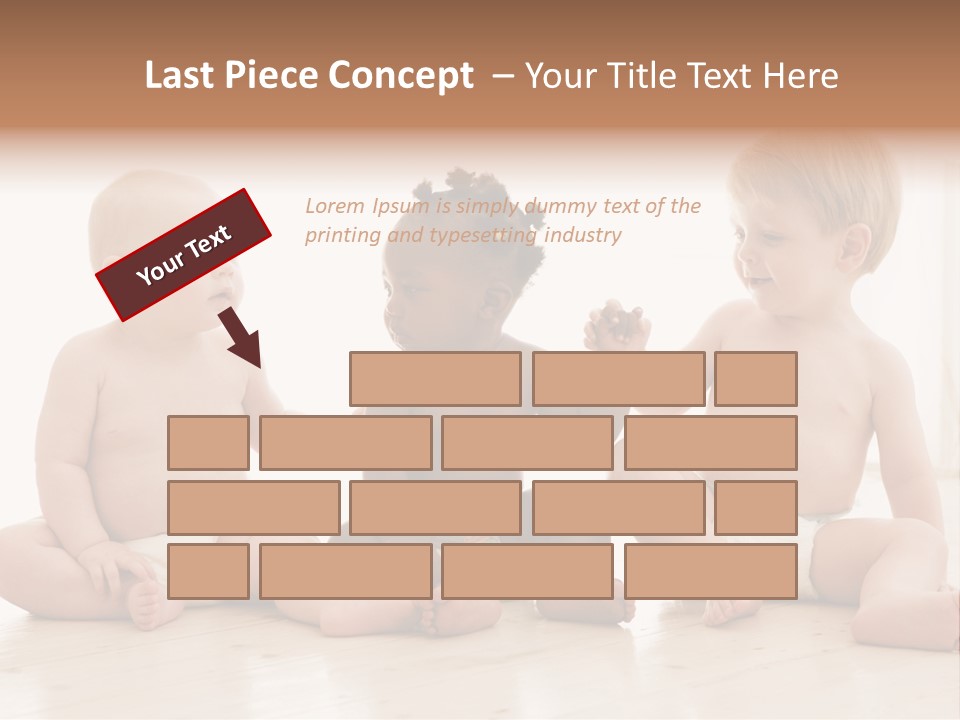 Three Babies Sitting On The Floor Playing With Each Other PowerPoint Template