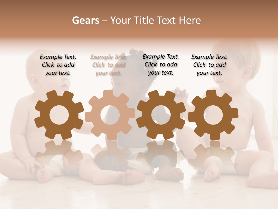Three Babies Sitting On The Floor Playing With Each Other PowerPoint Template