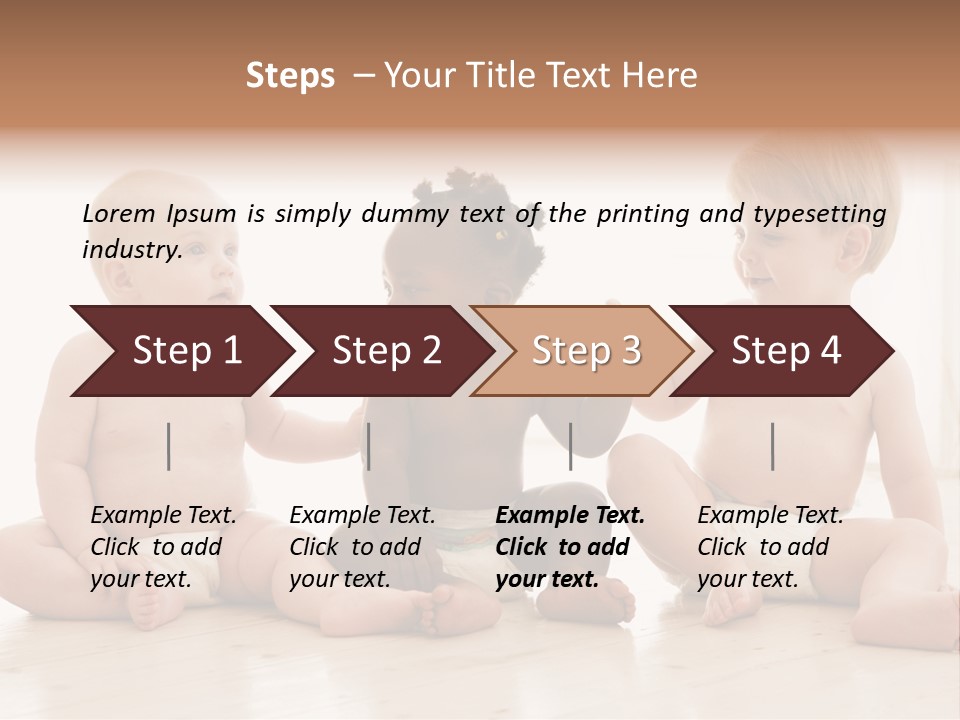 Three Babies Sitting On The Floor Playing With Each Other PowerPoint Template