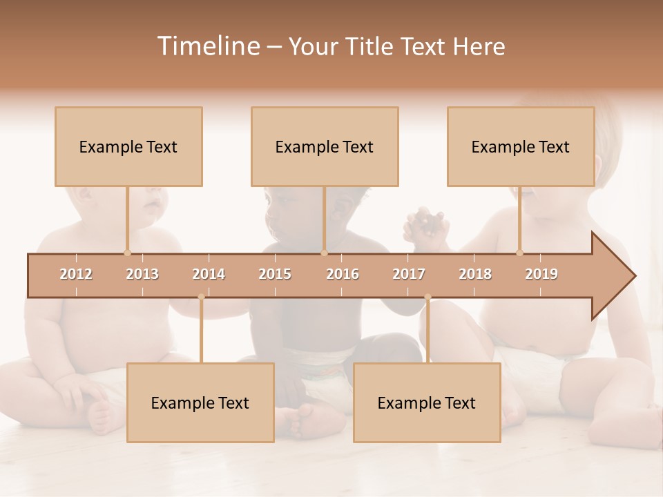 Three Babies Sitting On The Floor Playing With Each Other PowerPoint Template