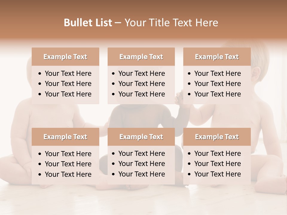 Three Babies Sitting On The Floor Playing With Each Other PowerPoint Template