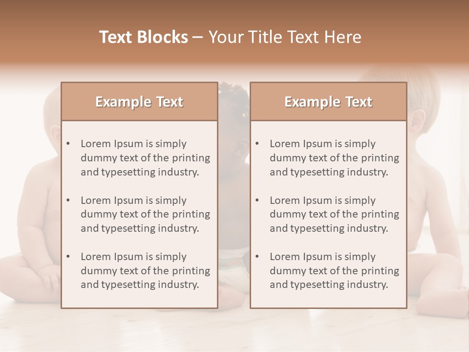 Three Babies Sitting On The Floor Playing With Each Other PowerPoint Template