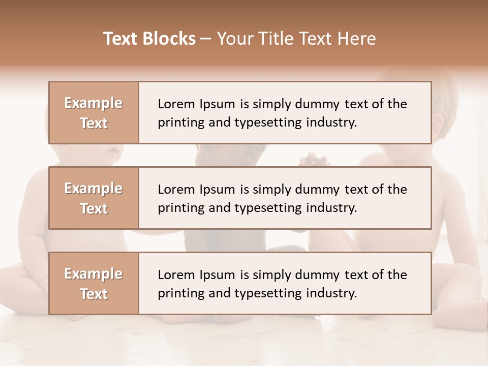 Three Babies Sitting On The Floor Playing With Each Other PowerPoint Template