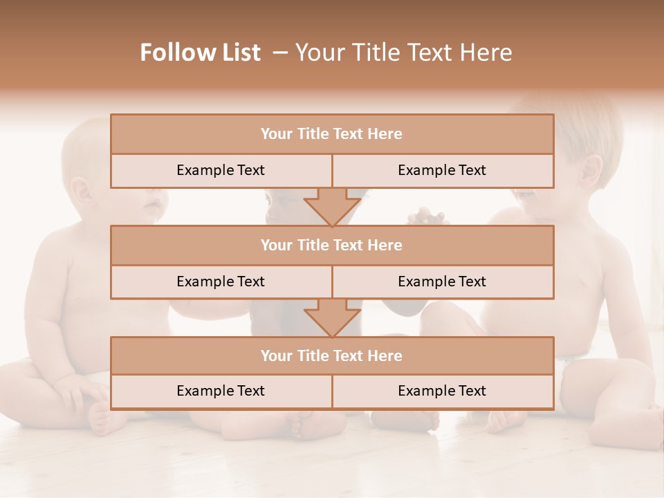 Three Babies Sitting On The Floor Playing With Each Other PowerPoint Template