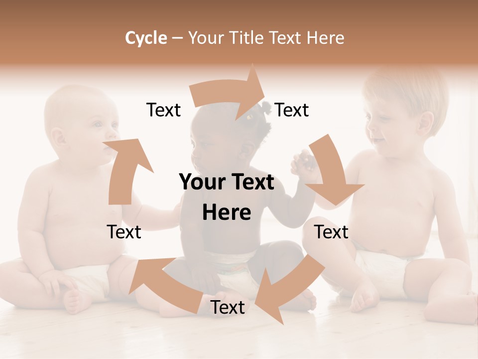 Three Babies Sitting On The Floor Playing With Each Other PowerPoint Template