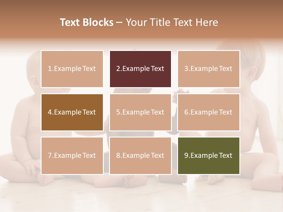 Three Babies Sitting On The Floor Playing With Each Other PowerPoint Template