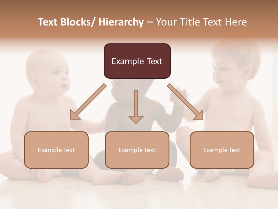 Three Babies Sitting On The Floor Playing With Each Other PowerPoint Template