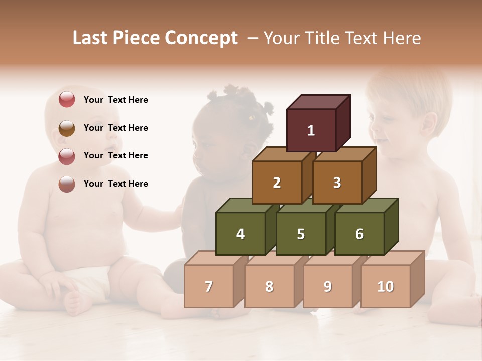 Three Babies Sitting On The Floor Playing With Each Other PowerPoint Template