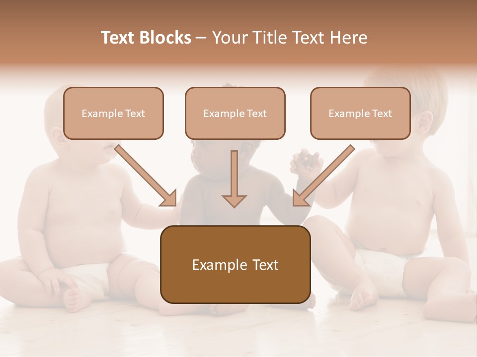 Three Babies Sitting On The Floor Playing With Each Other PowerPoint Template