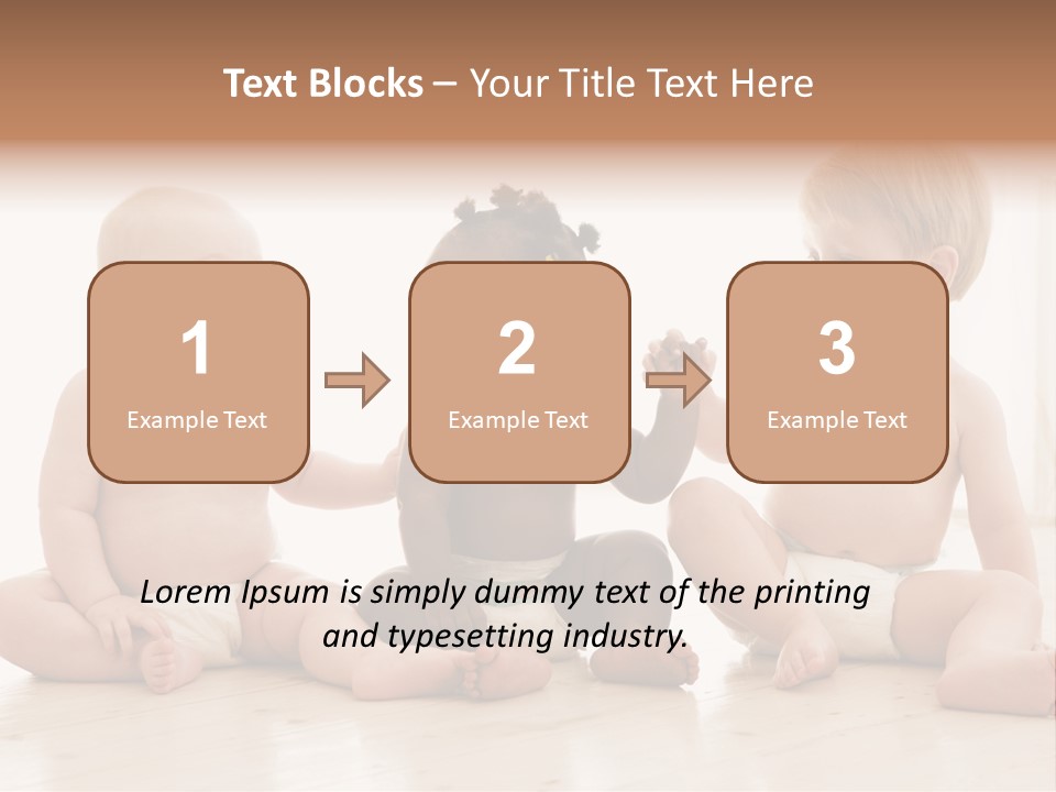 Three Babies Sitting On The Floor Playing With Each Other PowerPoint Template