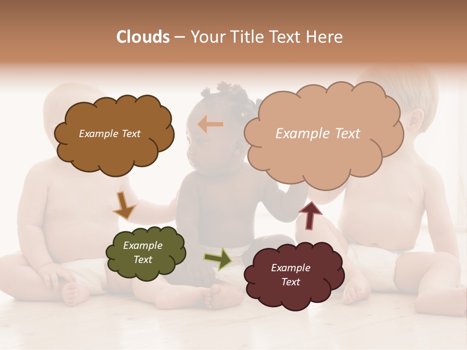 Three Babies Sitting On The Floor Playing With Each Other PowerPoint Template