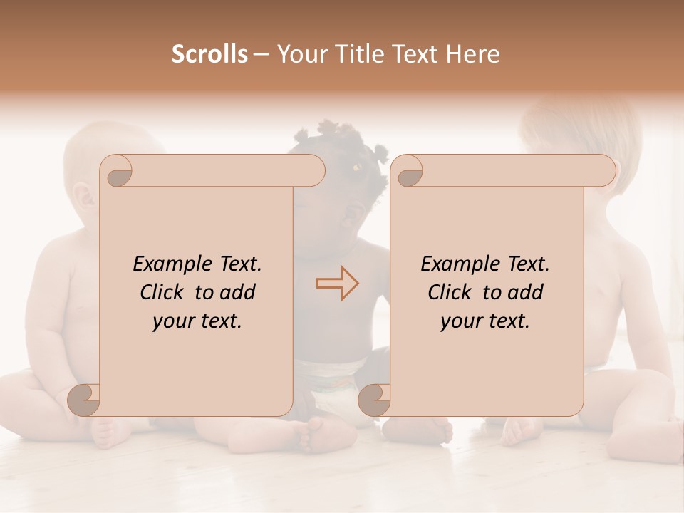 Three Babies Sitting On The Floor Playing With Each Other PowerPoint Template