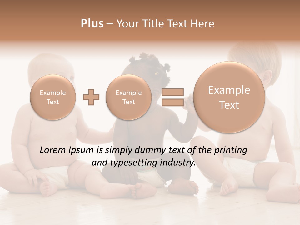 Three Babies Sitting On The Floor Playing With Each Other PowerPoint Template