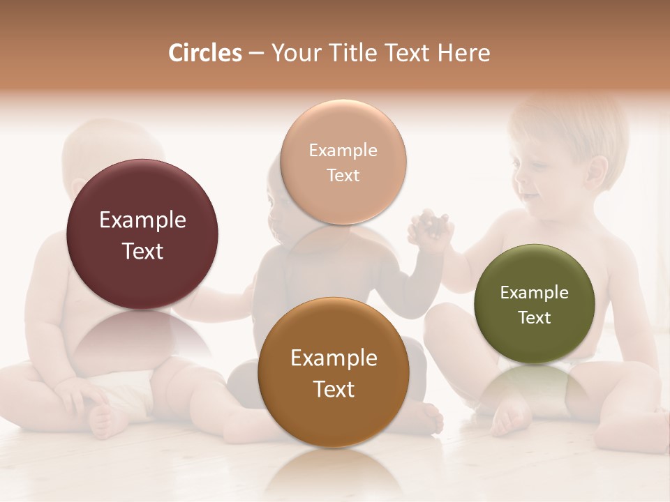 Three Babies Sitting On The Floor Playing With Each Other PowerPoint Template