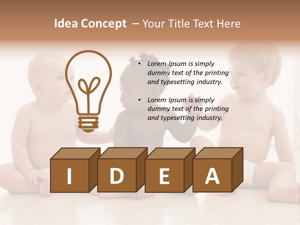 Three Babies Sitting On The Floor Playing With Each Other PowerPoint Template