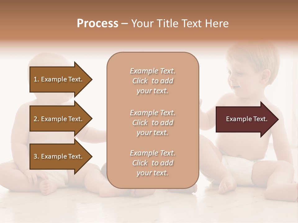 Three Babies Sitting On The Floor Playing With Each Other PowerPoint Template