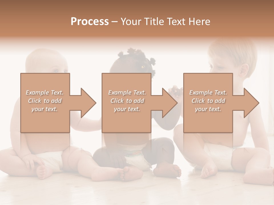 Three Babies Sitting On The Floor Playing With Each Other PowerPoint Template