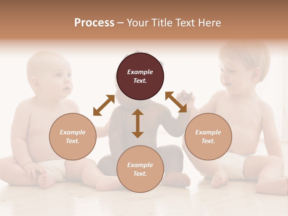 Three Babies Sitting On The Floor Playing With Each Other PowerPoint Template