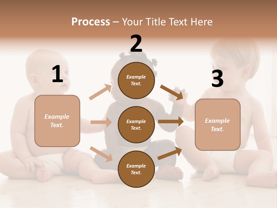 Three Babies Sitting On The Floor Playing With Each Other PowerPoint Template