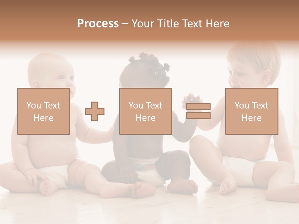Three Babies Sitting On The Floor Playing With Each Other PowerPoint Template