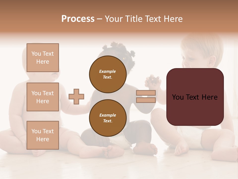 Three Babies Sitting On The Floor Playing With Each Other PowerPoint Template