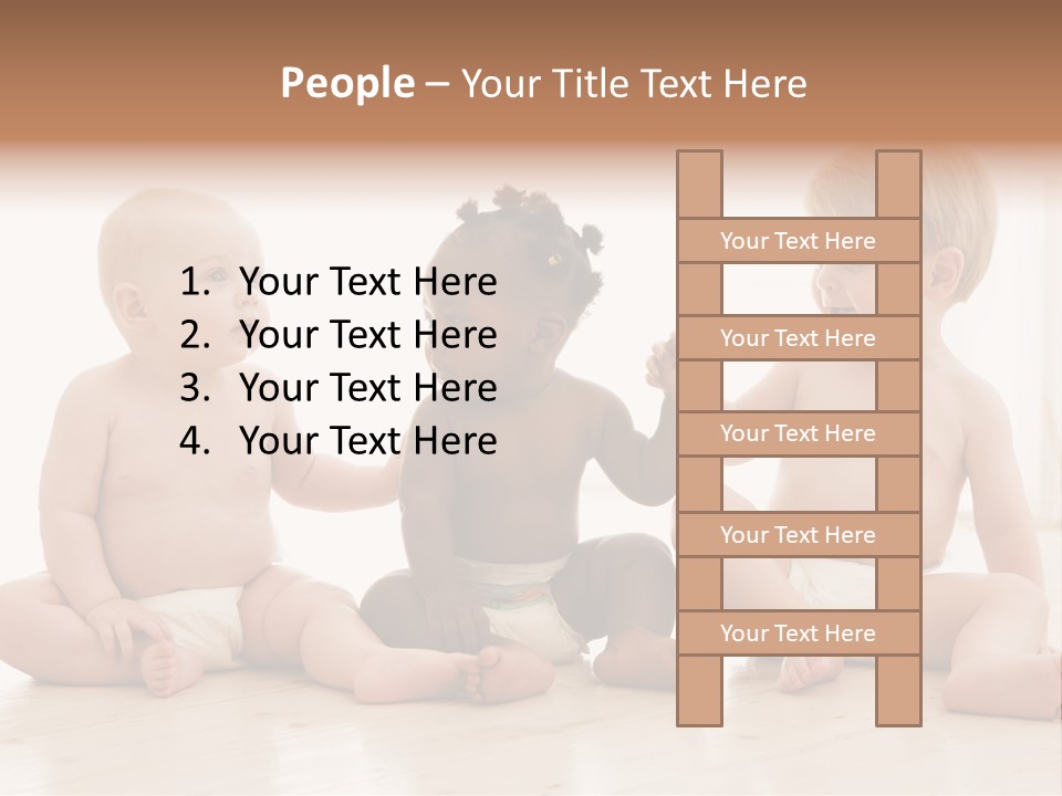 Three Babies Sitting On The Floor Playing With Each Other PowerPoint Template