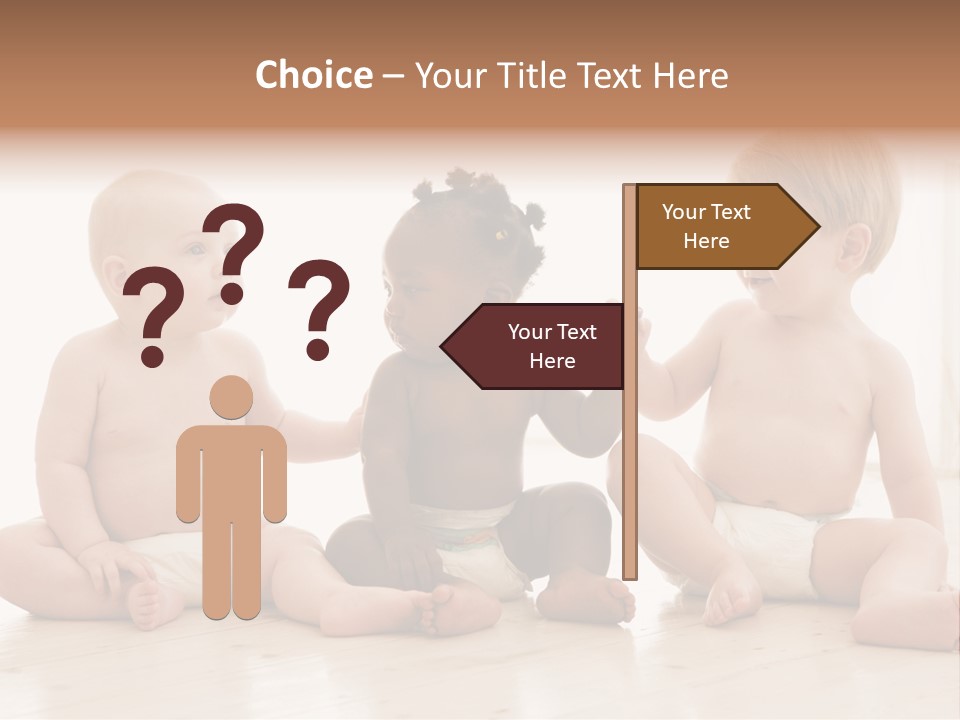 Three Babies Sitting On The Floor Playing With Each Other PowerPoint Template