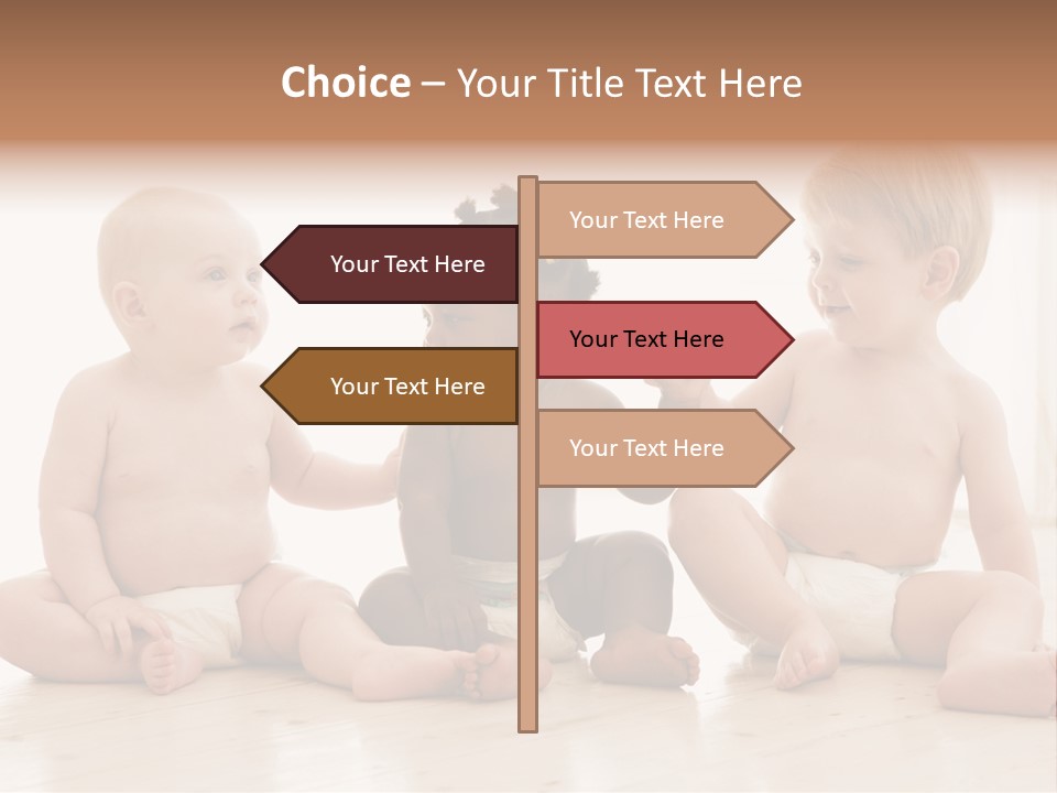 Three Babies Sitting On The Floor Playing With Each Other PowerPoint Template