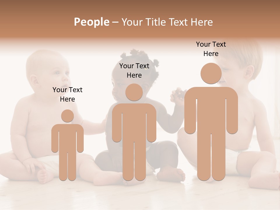 Three Babies Sitting On The Floor Playing With Each Other PowerPoint Template