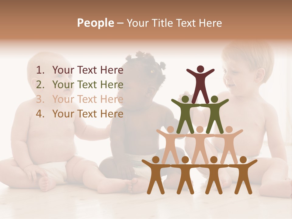 Three Babies Sitting On The Floor Playing With Each Other PowerPoint Template