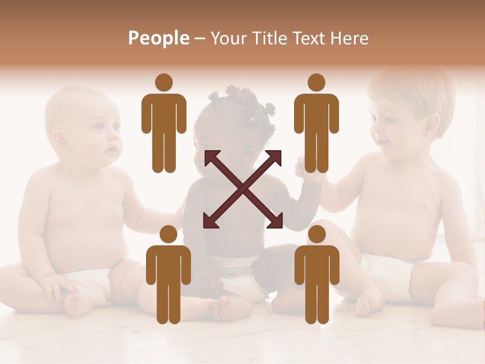 Three Babies Sitting On The Floor Playing With Each Other PowerPoint Template