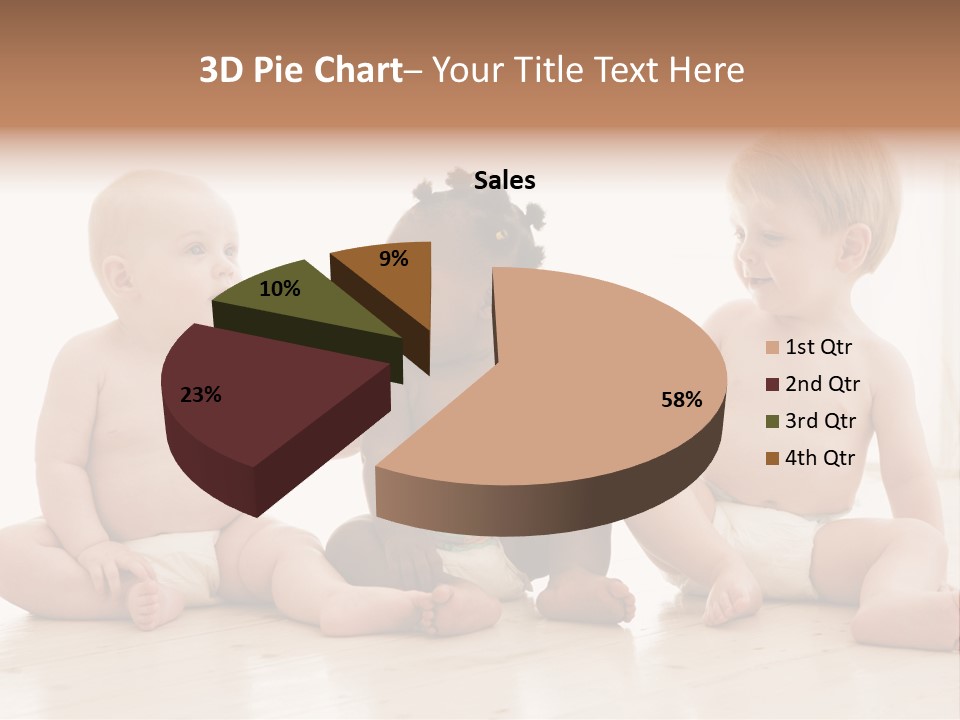 Three Babies Sitting On The Floor Playing With Each Other PowerPoint Template
