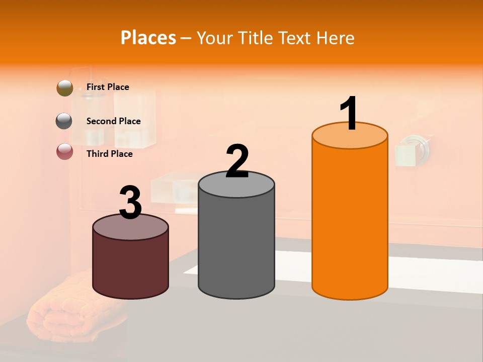 A Bathroom With Orange Walls And A White Sink PowerPoint Template