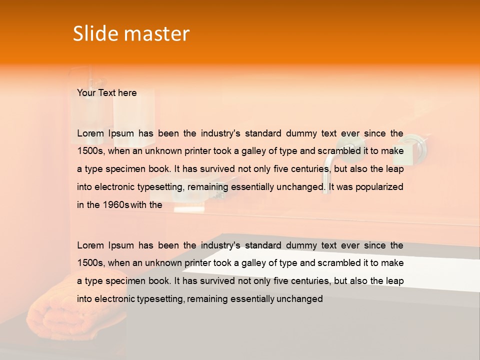 A Bathroom With Orange Walls And A White Sink PowerPoint Template