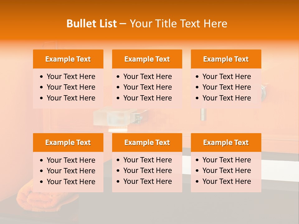 A Bathroom With Orange Walls And A White Sink PowerPoint Template