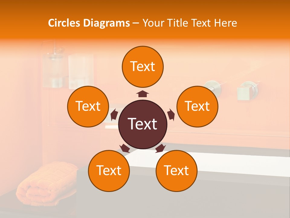 A Bathroom With Orange Walls And A White Sink PowerPoint Template