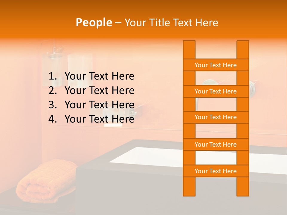 A Bathroom With Orange Walls And A White Sink PowerPoint Template